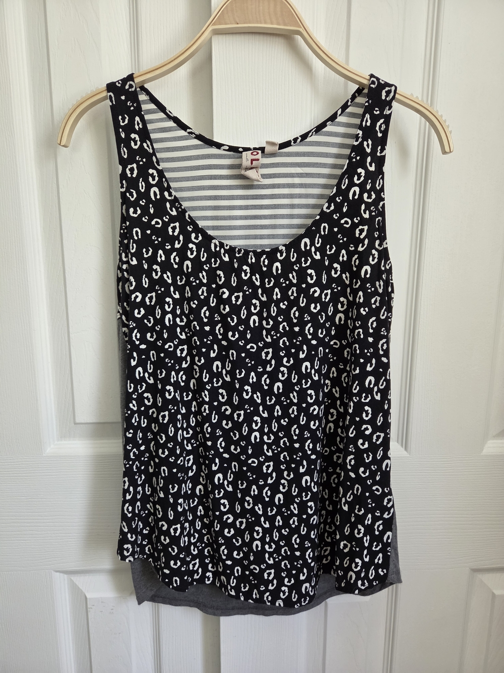 Anthropologie Dolan Left Coast Leopard Striped Boho Black White Tank Top, XS